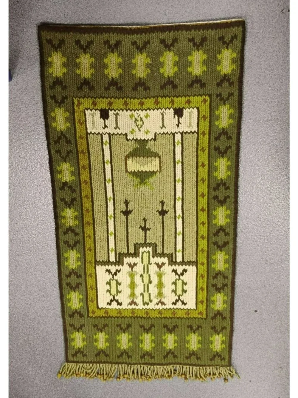 Vintage Finnish Ryijy Wall Hanging, Mid Century Modern Wool Rya Rug Tapestry